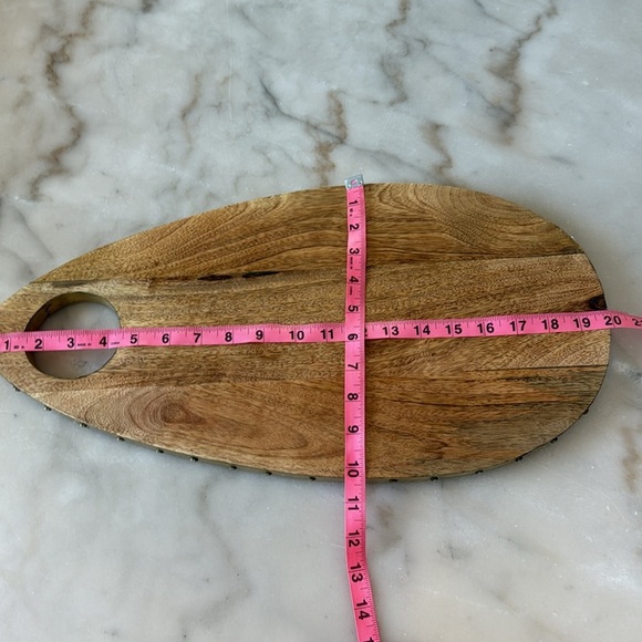 Natural Wood Cheese Board With Golden Edge Gold Accents - Picture 10 of 14